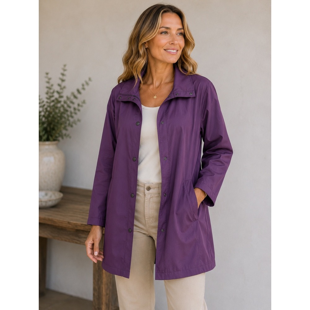 Babette San Francisco Iridescent Purple Lightweight Snap Front Rain Jacket XL